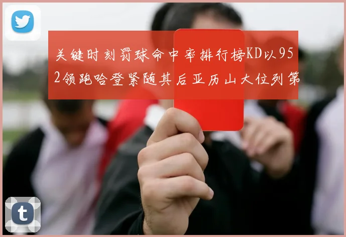 关键时刻罚球命中率排行榜KD以952领跑哈登紧随其后亚历山大位列第六